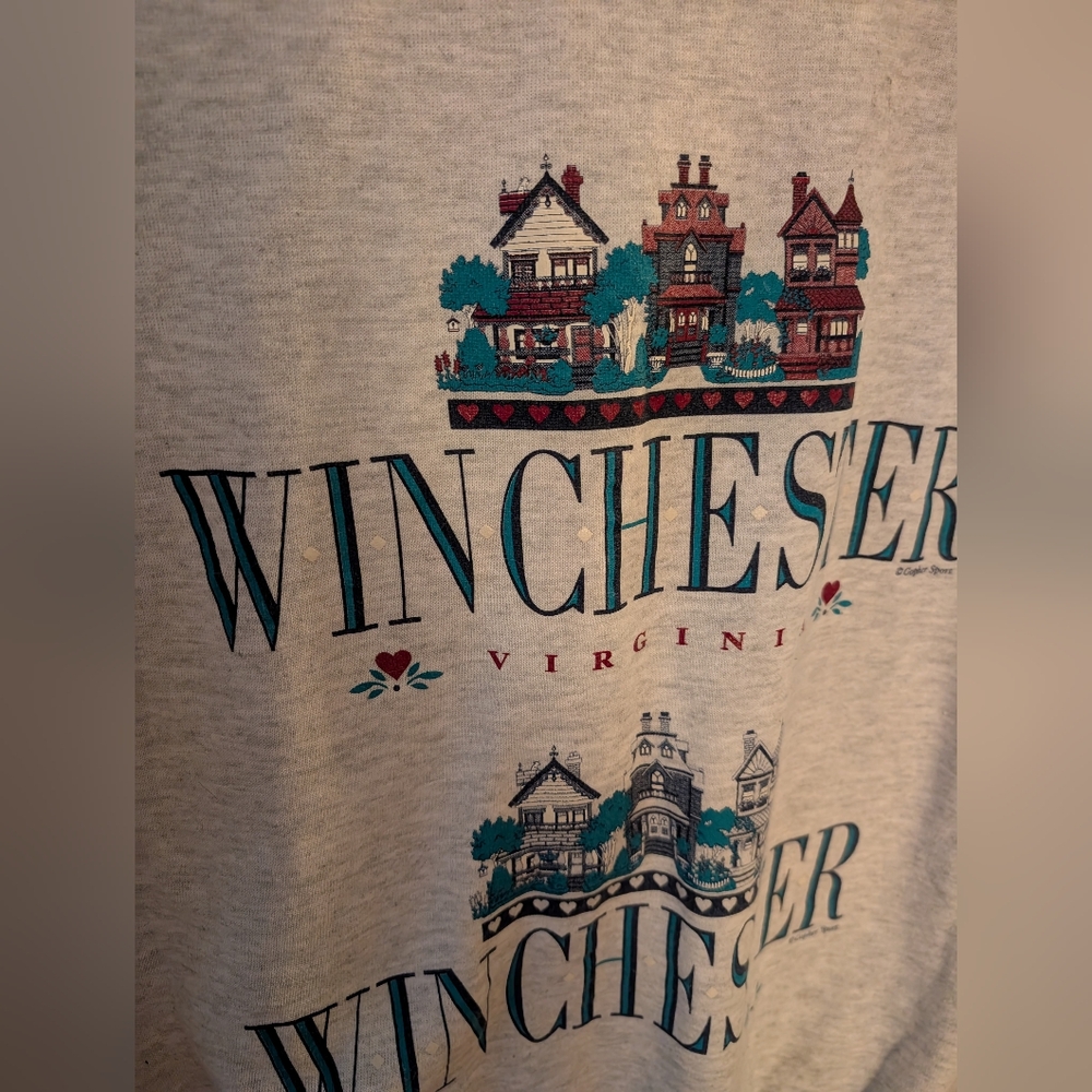 🐻Vintage 90s Sweatshirt – Plaid Teddy & Kitten Front / Winchester Virginia Back - Picture 5 of 7